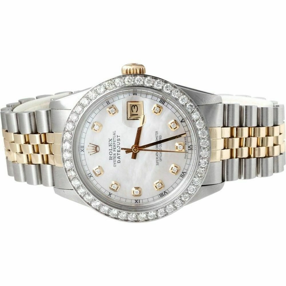 Men's Rolex 36mm 2CT 18k Two Tone Watch! w/ rolex box - Picture 2 of 6
